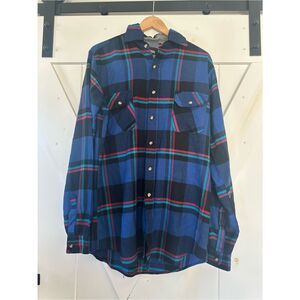 Timber Ridge Shirt Mens MT Blue Plaid Button Up Long Sleeve Workwear